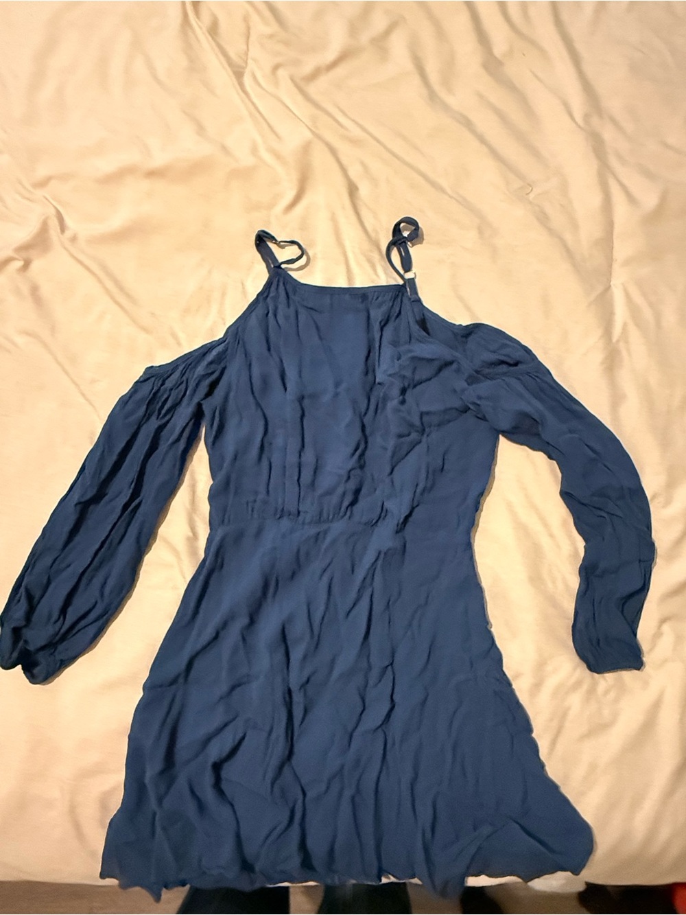 Reformation Slate Blue Cold-Shoulder Mini Dress - Picture 2 of 5